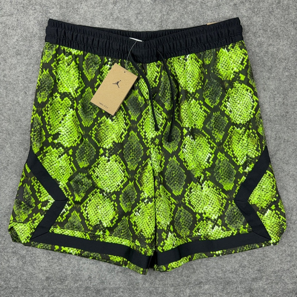 Jordan Shorts Mens Medium Electric Green Black Snakeskin Mesh Basketball NEW NWT